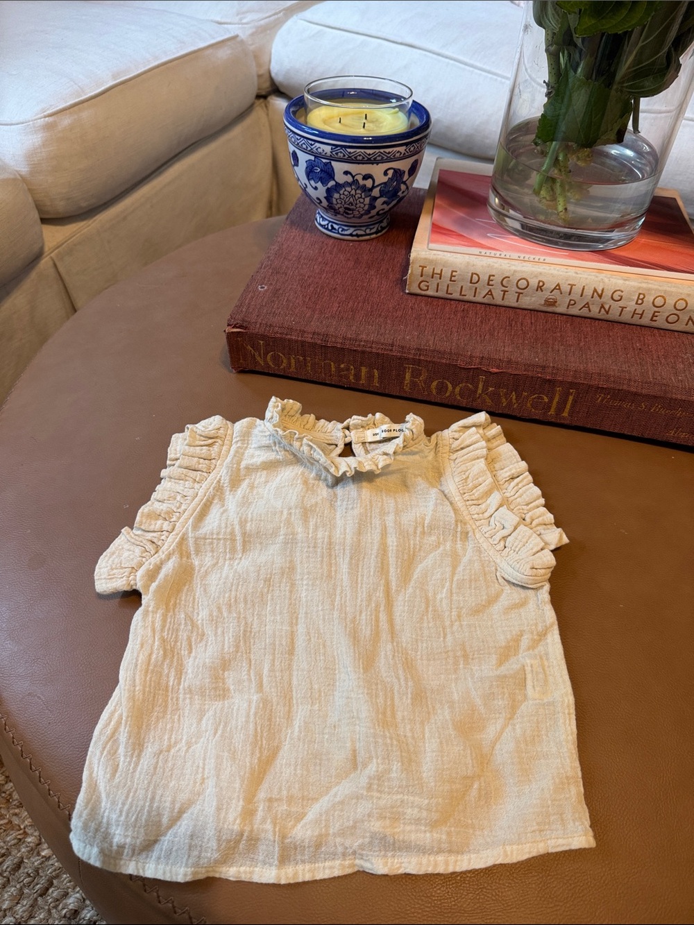 Cream Ruffle Sleeve Top